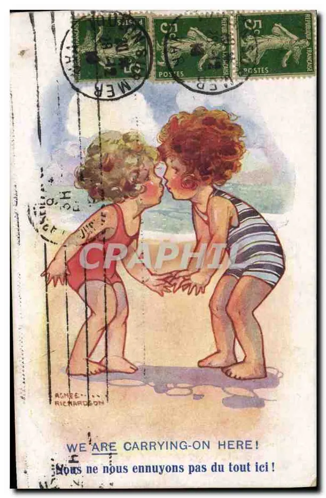 Zwei Kinder am Strand — Illustration — Agnès Richardson - Vorderseite