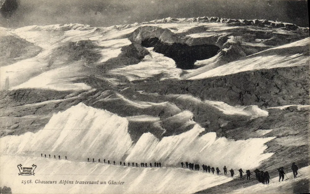 Alpine Jäger, die einen Gletscher überqueren — L. Beyraud, Verlag, Nr. 2558 - Vorderseite