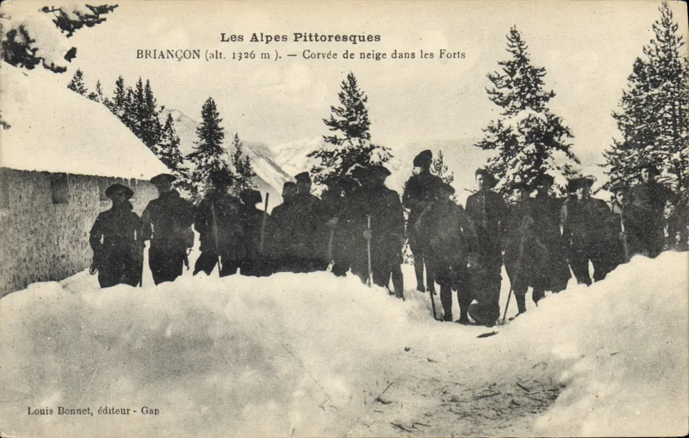 Pittoreske Alpen — Schneeschuften in den Forts — Louis Bonnet, Verleger - Gap - Vorderseite