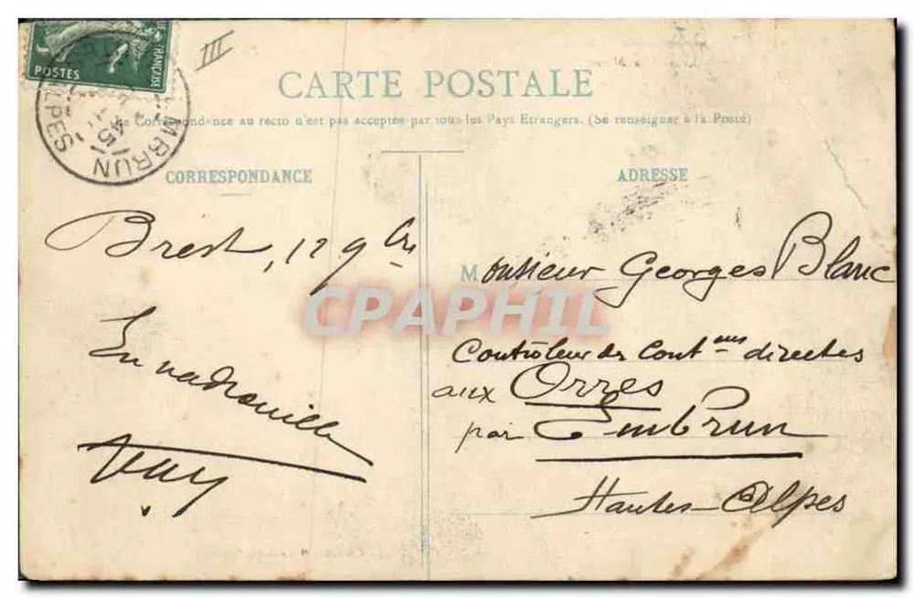 BREST - Nationalbrücke geöffnet — Durchfahrt des Panzerschiffes Marseillaise — Sammlung H. Laurent, Port-Louis - Rückseite
