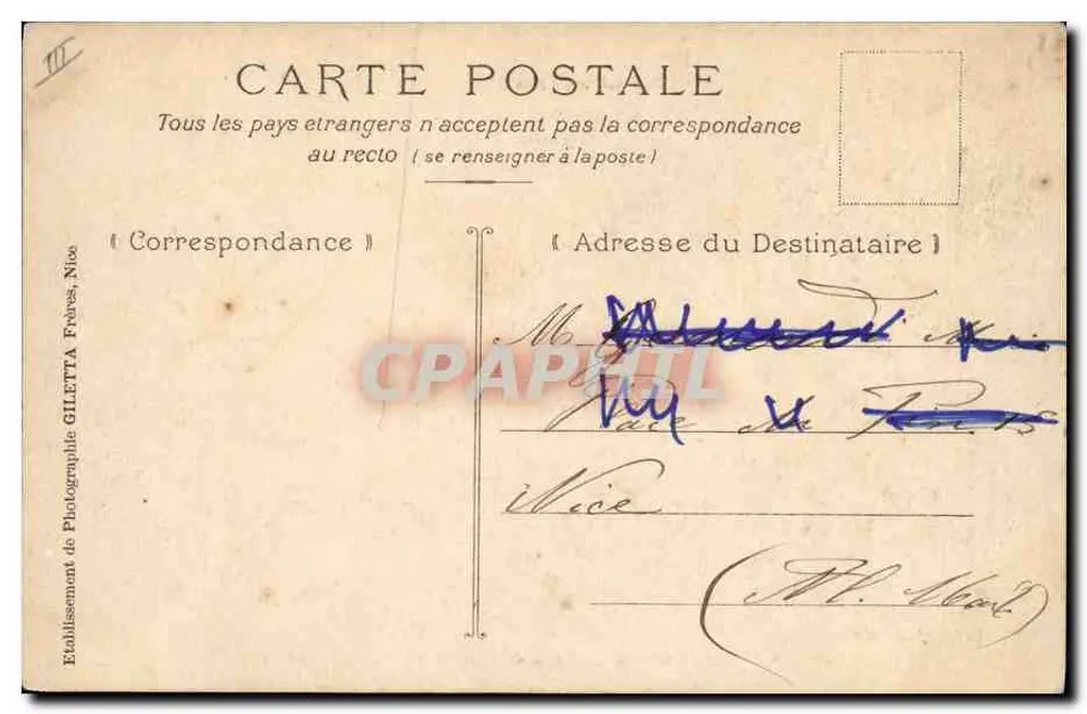 Der « Marseillaise », Panzerkreuzer der ersten Klasse — Künstlerische Sammlung — Verlag Giletta, Foto., Nizza, Nr. 3231 - Rückseite