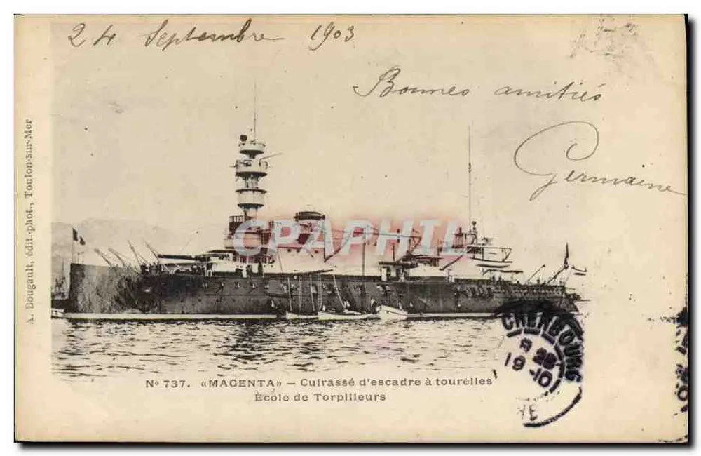 Panzerkreuzer Magenta — Torpedoschule — A. Bougault, Toulon-sur-Mer, N° 737 - Vorderseite