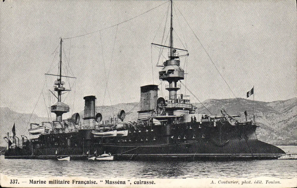 Marinha Militar Francesa. "Masséna", encouraçado — A. Couturier, fot. edit. Toulon, n° 337 - Frente