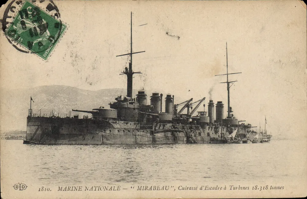 Marine Nationale — "Mirabeau", Schlachtschiff mit Turbinen 18.318 Tonnen — Verlag E.D.P. Nr. 1810 - Vorderseite