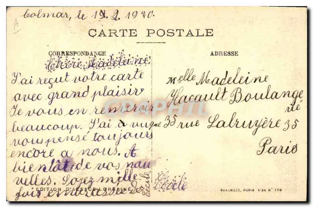 Weihnachten in der Elsass — 1918 — Edition Elsass-Lothringen Nr. 170 - Rückseite