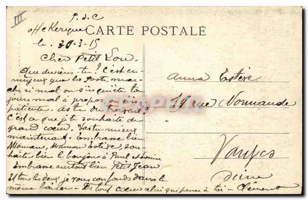 Matelote em Carmagnole — Calais — E.S. 579 - Verso