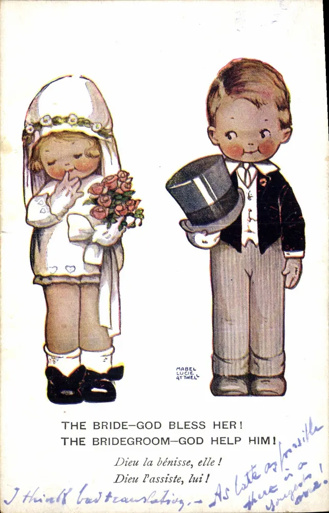 Neu vermählte Mädchen — Mabel Lucie Attwell — Valentine's Attwell-Serie - Vorderseite