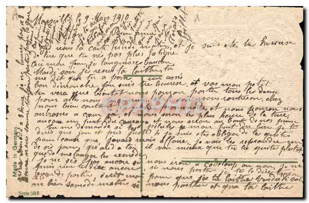 Ave de branco carregando flores — mão segurando um buquê de violetas — editor 'Made in Germany', série 586 - Verso