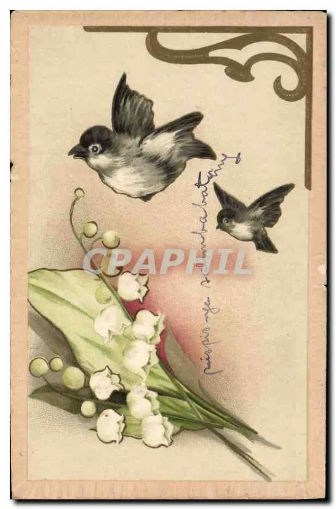 Pássaros e muguet — ilustração — editor desconhecido - Frente