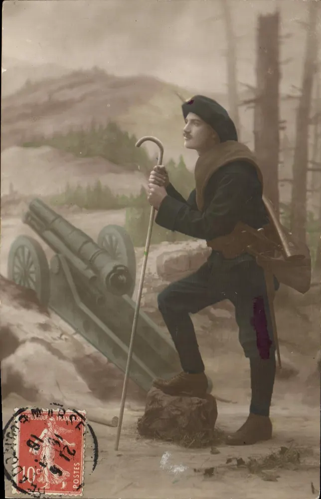 Französischer Soldat mit Kanone — Verlag Poshtouf, Nr. 21 - Vorderseite