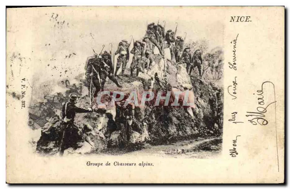 Grupo de Chasseurs alpins — Nice — V.P. No. 337 - Frente