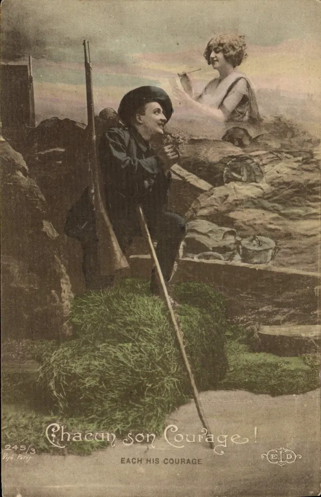 Soldat und Frau — Kriegsszene — Verleger E.D., Nr. 245/3 - Vorderseite