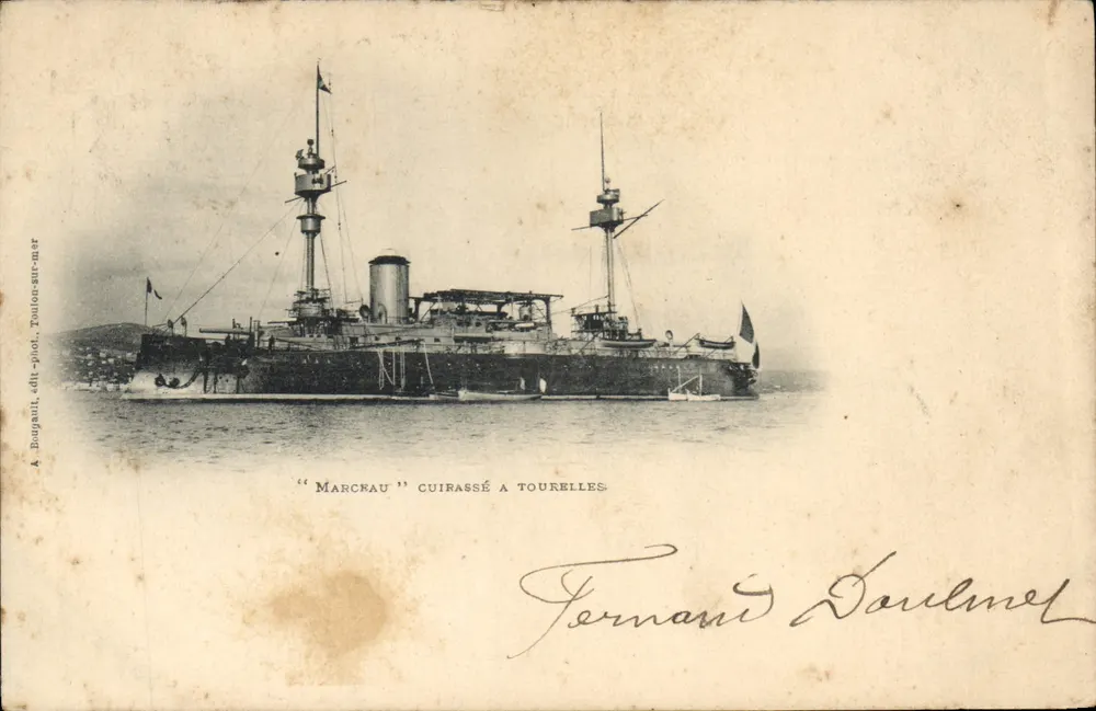 Slagschip "Marcrau" met torens — A. Buynant, uitgever-fotograaf Toulon-sur-mer - Voorkant