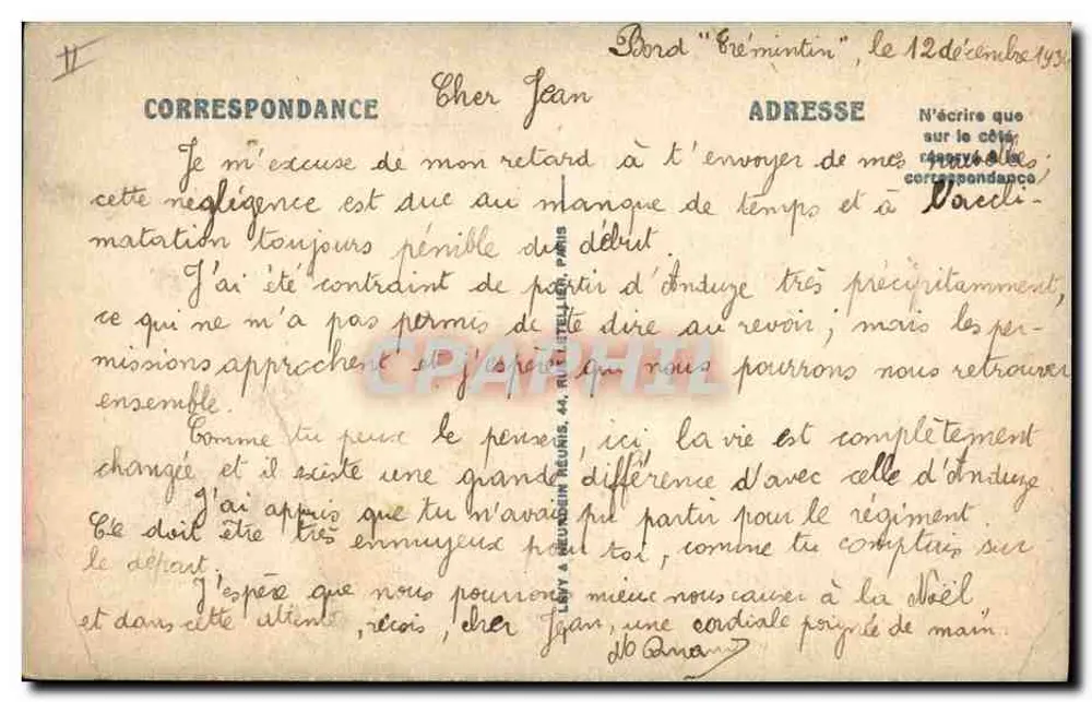 O "Montcalm" ou "Crémémintin" — Navio de guerra francês — Editor: LL - Verso