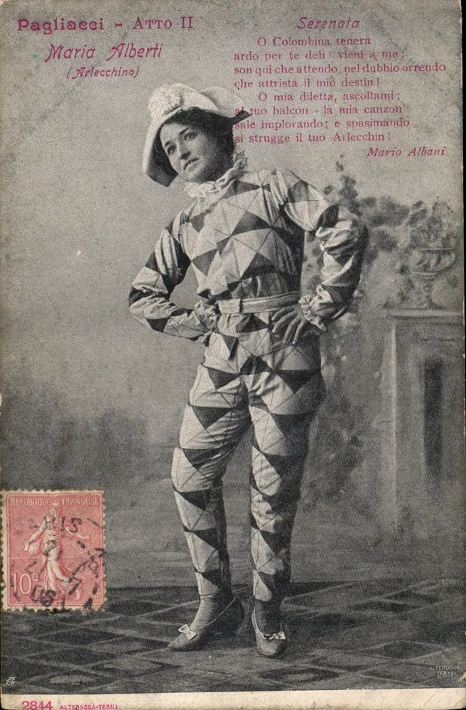 Maria Alberti — Arlecchino in Pagliacci — Akt II — Verlag Alterocca-Terni, Nr. 2844 - Vorderseite
