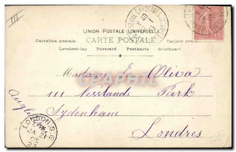 Miss Saharet — dançarina em vestido longo — PL, Paris - Verso