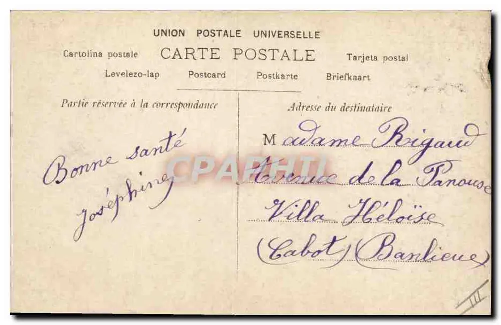 Sylvie — Retrato feminino em vestido azul — Peaulhuger, Paris, n° 1282 - Verso