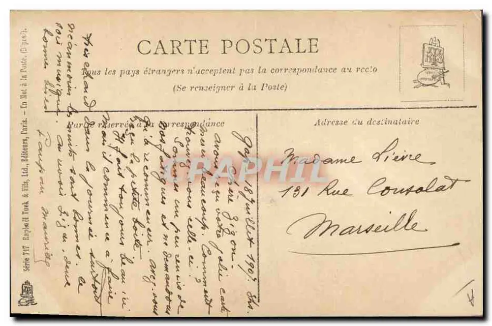 Saharet Marigny — Retrato da cantora — Editora: Earlwells Turk & Hils, Paris, série 717 - Verso