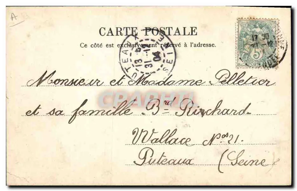 Verdadeiro Sablaise — Coleção Amiaud, Les Sables d'Olonne, Número 107 - Verso