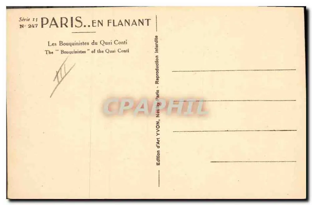 Die Buchhändler am Quai Conti — Paris — Kunstausgabe YVON, Paris - Rückseite