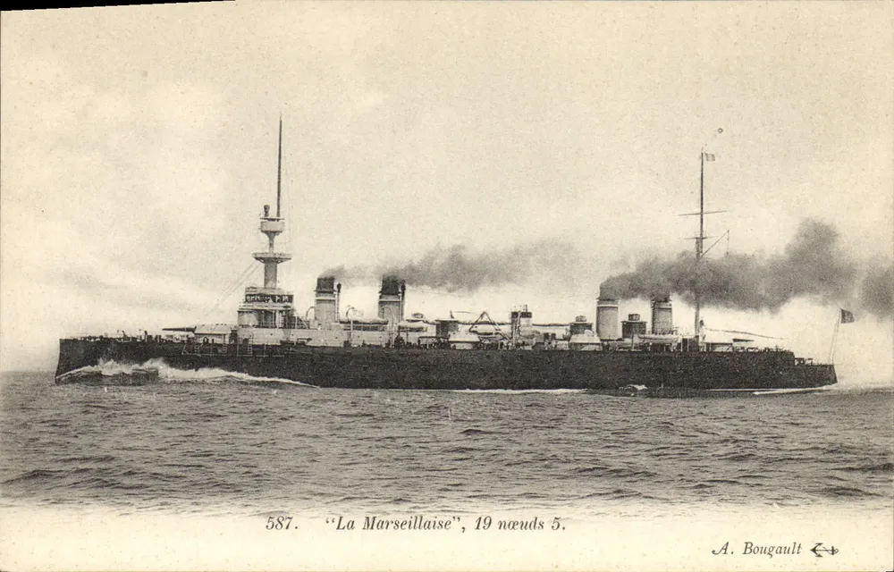 La Marseillaise — cruzador da Marinha Nacional — A. Bougault n°587 - Frente