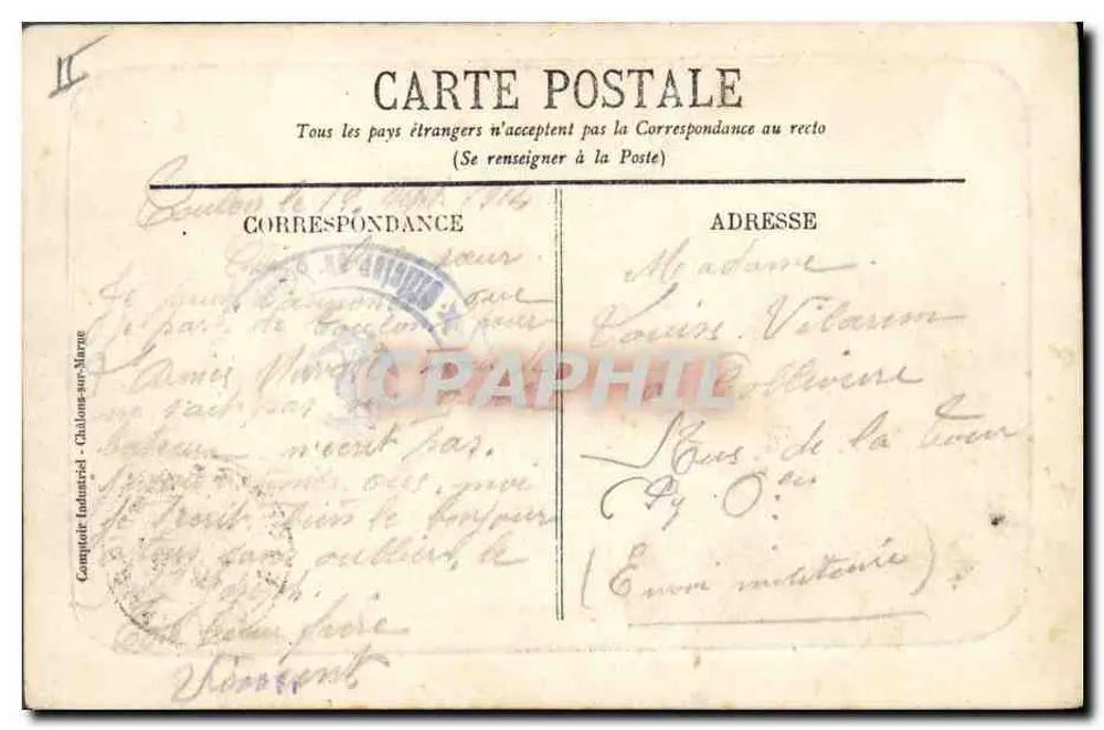 Marinha Francesa — « Marseilleaise » — Comptoir Industriel de Châlons-sur-Marne - Verso