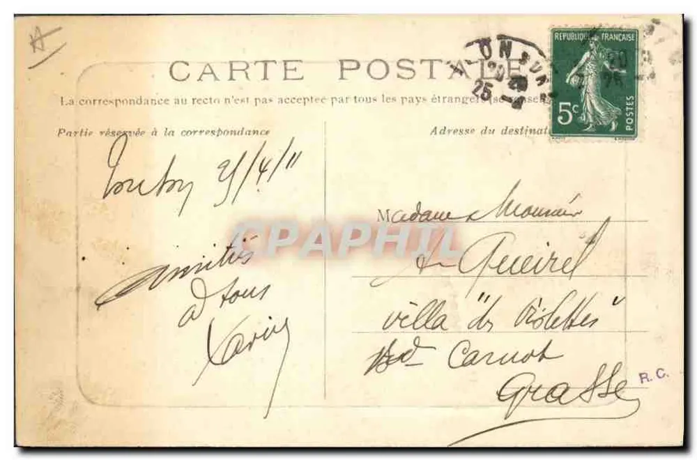 Toulon — O Cuirassé "Masséna" — Edição S. Girieux, tabac - Verso