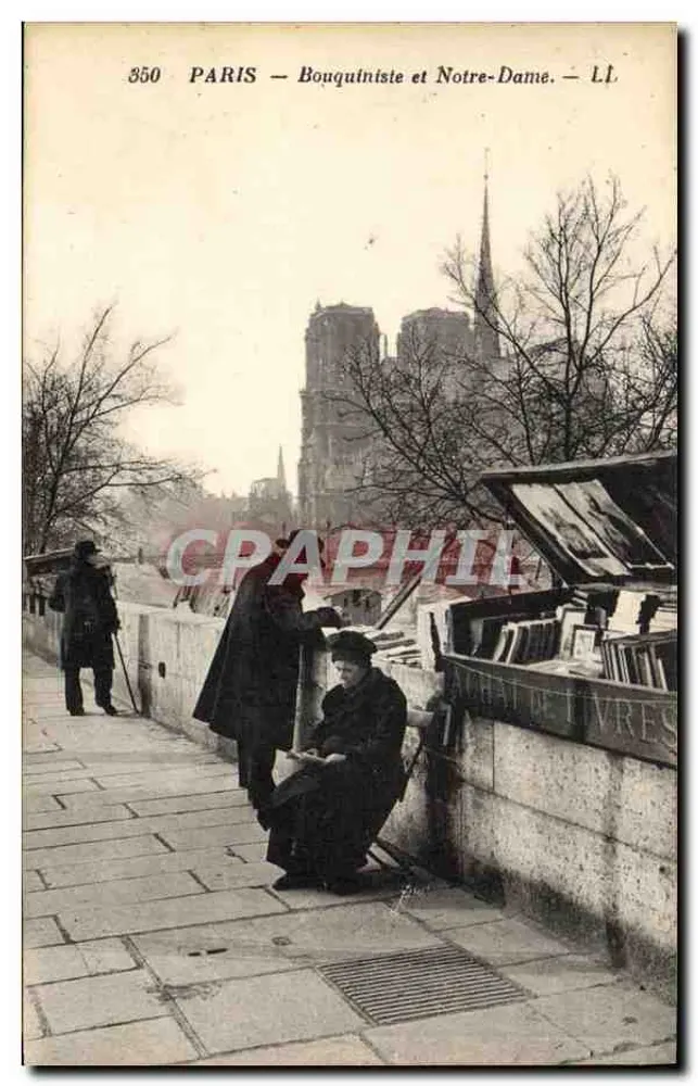 Paris — Buchhändler und Notre-Dame — LL - Vorderseite