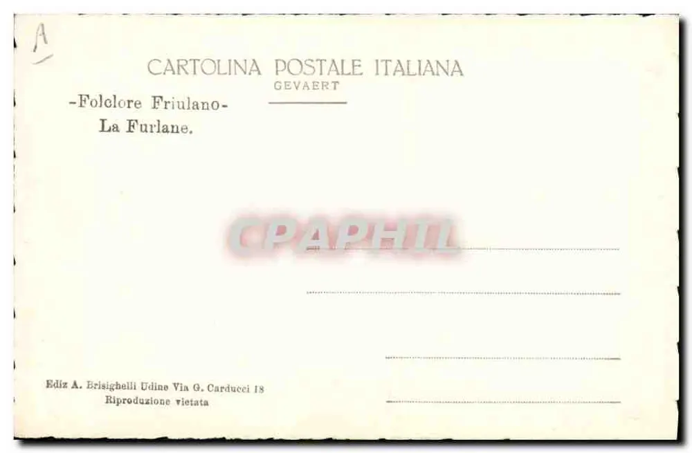 Folklore Friulano — La Furlane — Edizione A. Brisighelli, Udine - Verso