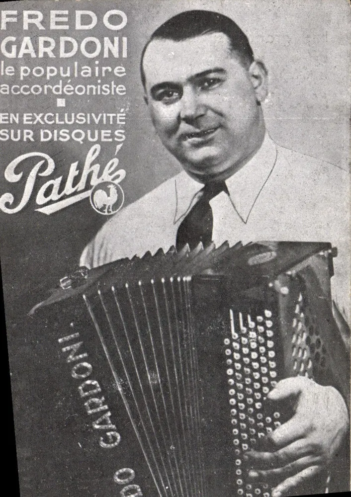 Fredo Gardonni — o popular acordeonista — em discos Pathé - Frente