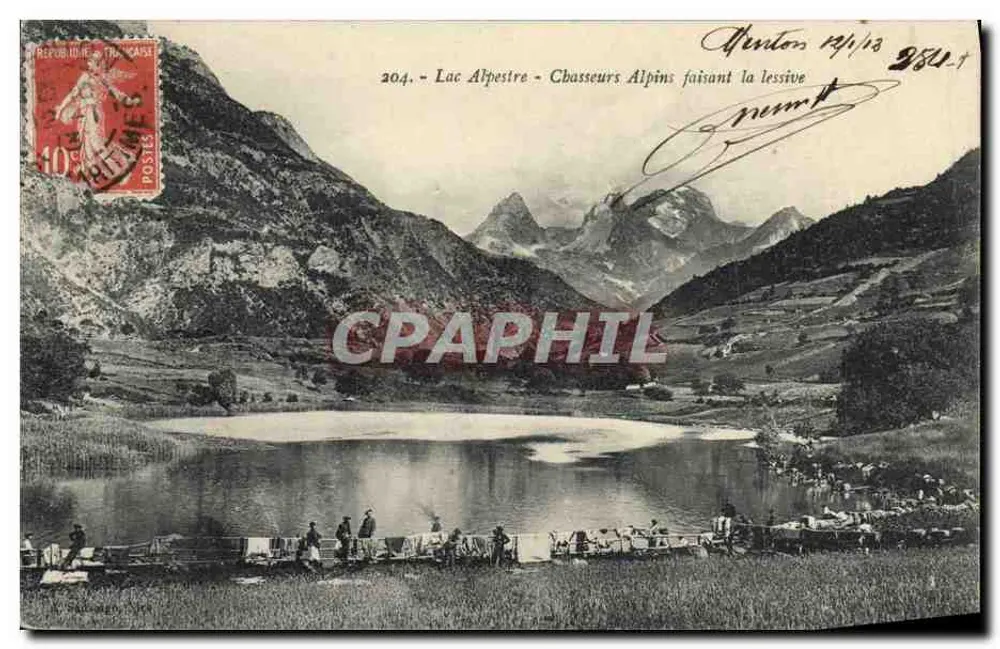 Lac Alpestre — Alpinjäger, die Wäsche waschen — unbekannter Verlag, Nr. 204 - Vorderseite