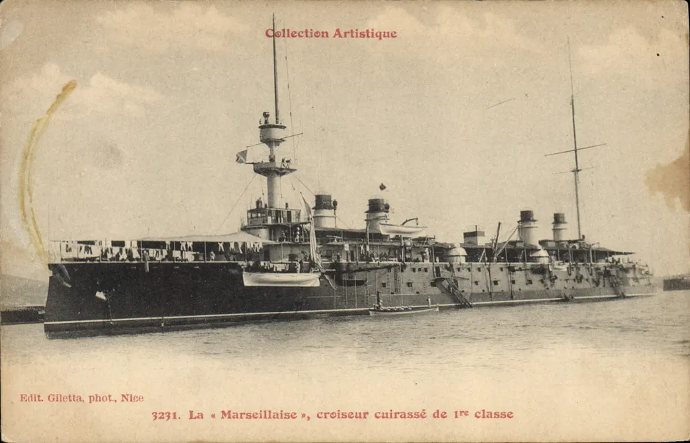 Der « Marseillaise », Panzerkreuzer der 1. Klasse — Künstlerische Sammlung, Nr. 3231 — Edit. Giletta, Foto. Nice - Vorderseite