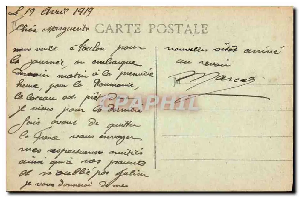 Kreuzer der ersten Klasse MIRABEAU — Marine de Guerre — L.R. - Rückseite