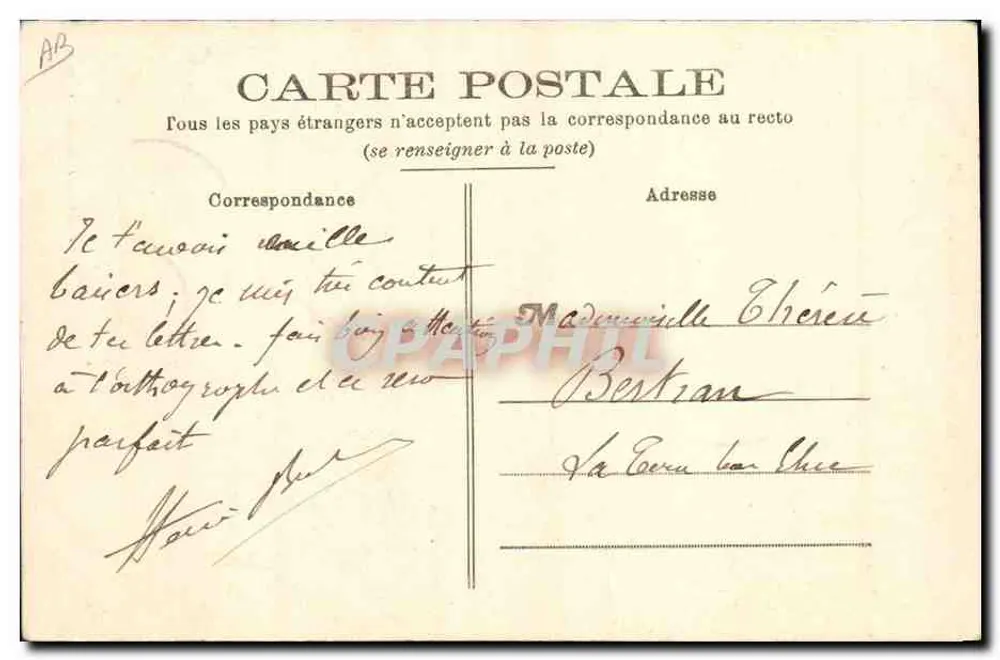 A Sarthoise — Traje de Cidade — Fototipia J. Bouveret, Le Mans - Verso