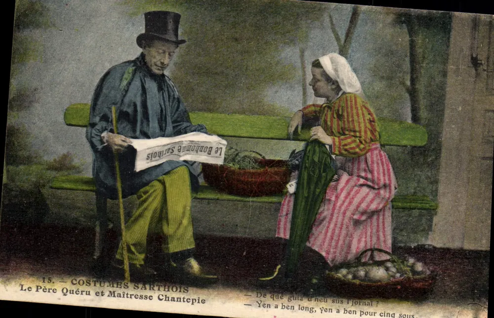 Sarthe-Kleidung — Herr Quérû und Frau Chantepie — Verlag: Le Bonhomme Sarthois - Vorderseite