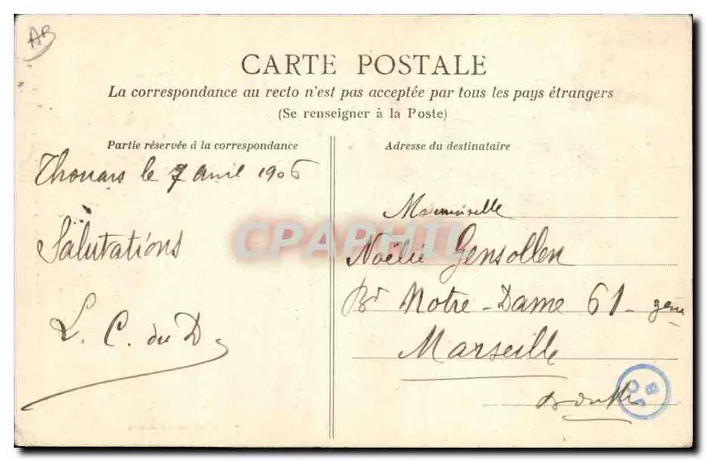 Cabelos de Thouars — D-B. — Galantia, Calina, Tourangelle - Verso