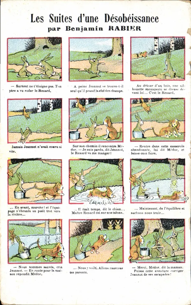 Les Suites d'une Désobéissance — bande dessinée de Benjamin Rabier — éditée par Grands Magasins de la Samaritaine - Frente
