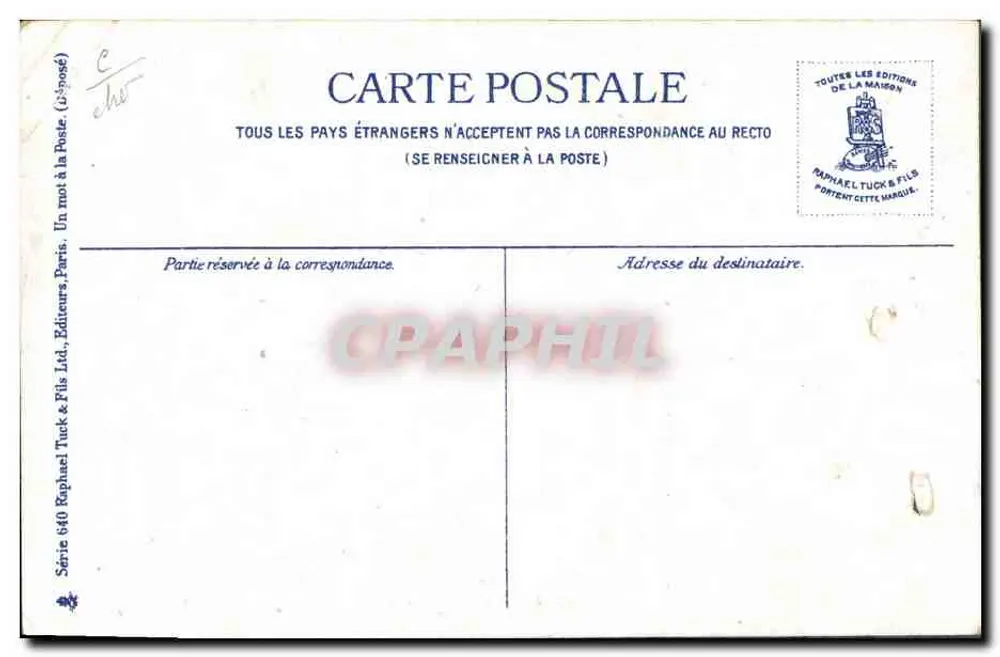 Les Suites d'une Désobéissance — bande dessinée de Benjamin Rabier — éditeur Raphael Tuck & Fils, série 640 - Verso