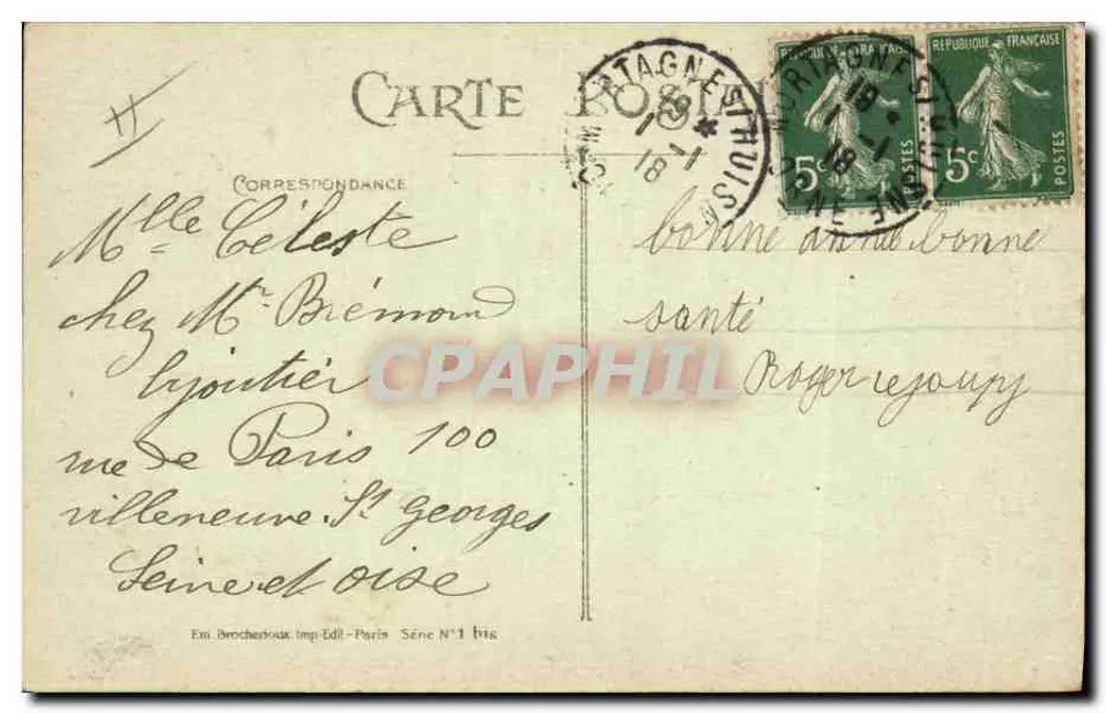 Winterlandschaft — Aufrichtige Wünsche — Em. Brocheboux, Verleger-Drucker-Paris, Serie N°1 116 - Rückseite