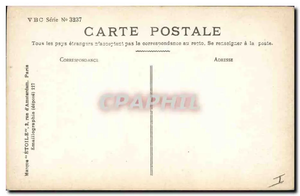 Mata de gládios — VBC Série No 3237 — Marca 'ÉTOILE' Paris - Verso