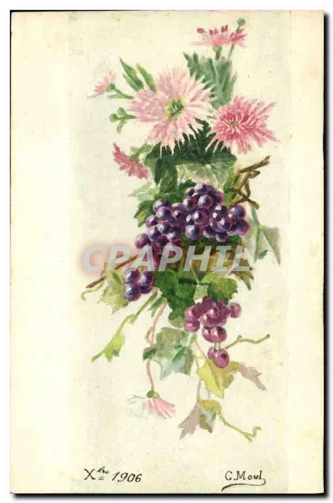 फूलों और अंगूर के गुच्छा — जी. मौल, 1906 - आगे