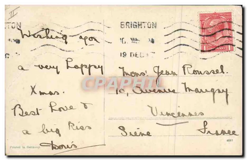 Menina em traje de palhaço — Natal — editor desconhecido, n° 33739½ - Verso