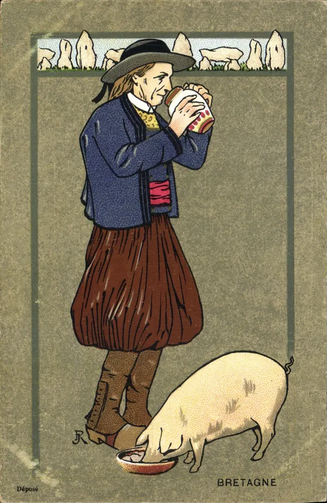 Brettonische Frau mit einem Schwein — Bretagne — GERIN, Paris - Vorderseite