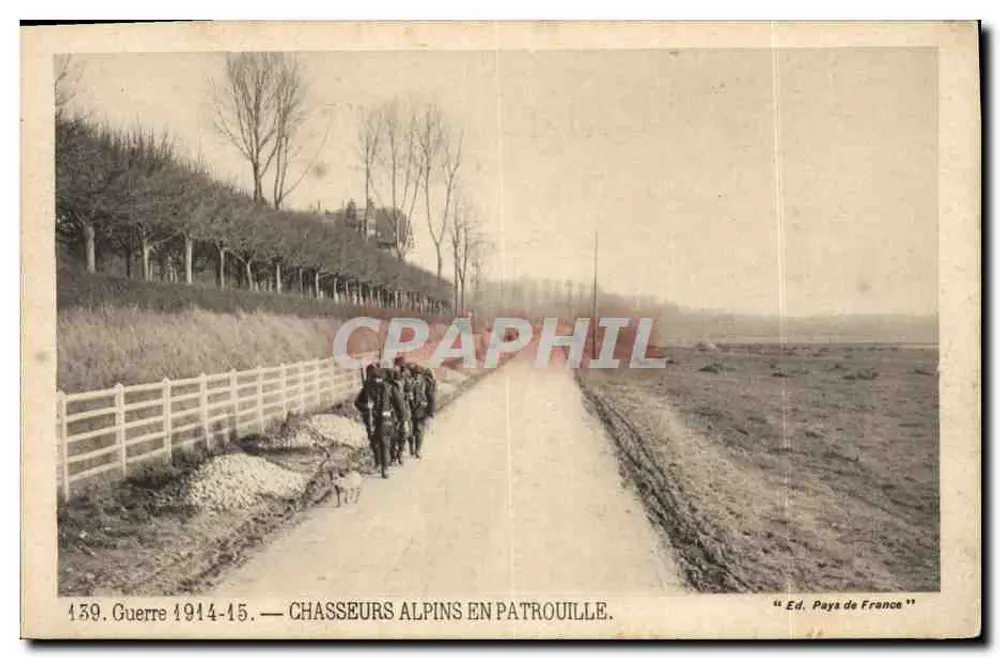 Alpine Jäger auf Patrouille — Krieg 1914-15 — Verlag Pays de France, Nr. 159 - Vorderseite