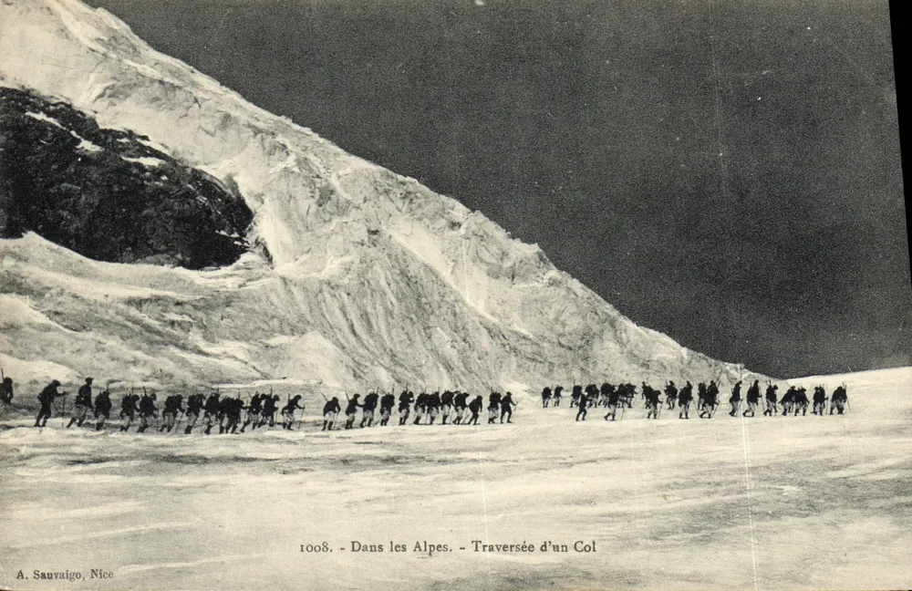 Überquerung eines Passes — In den Alpen — 1908 — A. Sauvaigo, Nice - Vorderseite