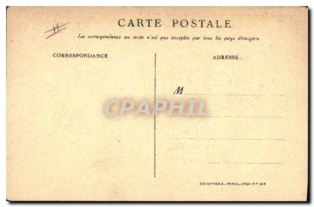 Elsass-Lothringen — Soldat und Frau mit der französischen Flagge — Devambez, Paris, Visa N°125 - Rückseite