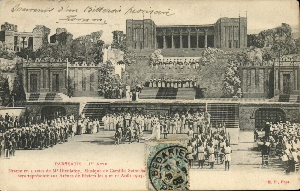 Aufführung in Béziers — Aufführung des Dramas 'Partysatis' — M.P. Phot. - Vorderseite