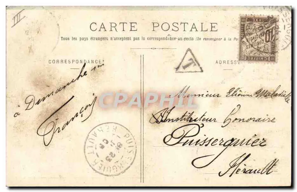 Homenagem às Sablaises — Poema de Maurice Métails — Editor Lucien Amiard, N° 1188 - Verso