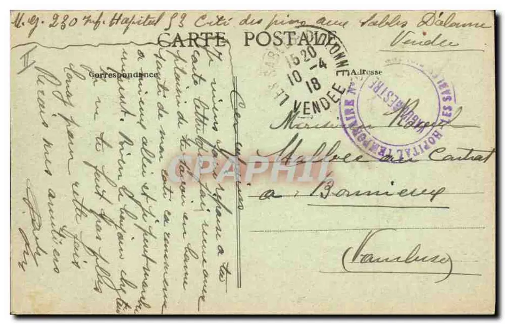 Descanso do Soldado e de um Anjo Guardião — Lucien Amiaud, Les Sables-d'Olonne - Verso