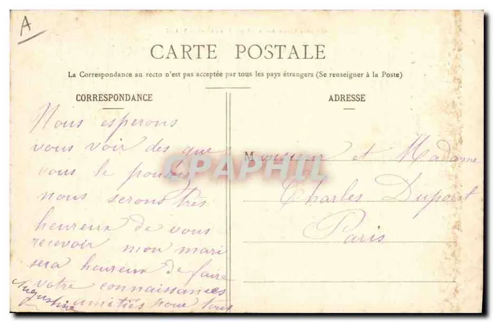 Homenagem às Sablaises — Louis Métais, Paris — N° 1057 - Verso